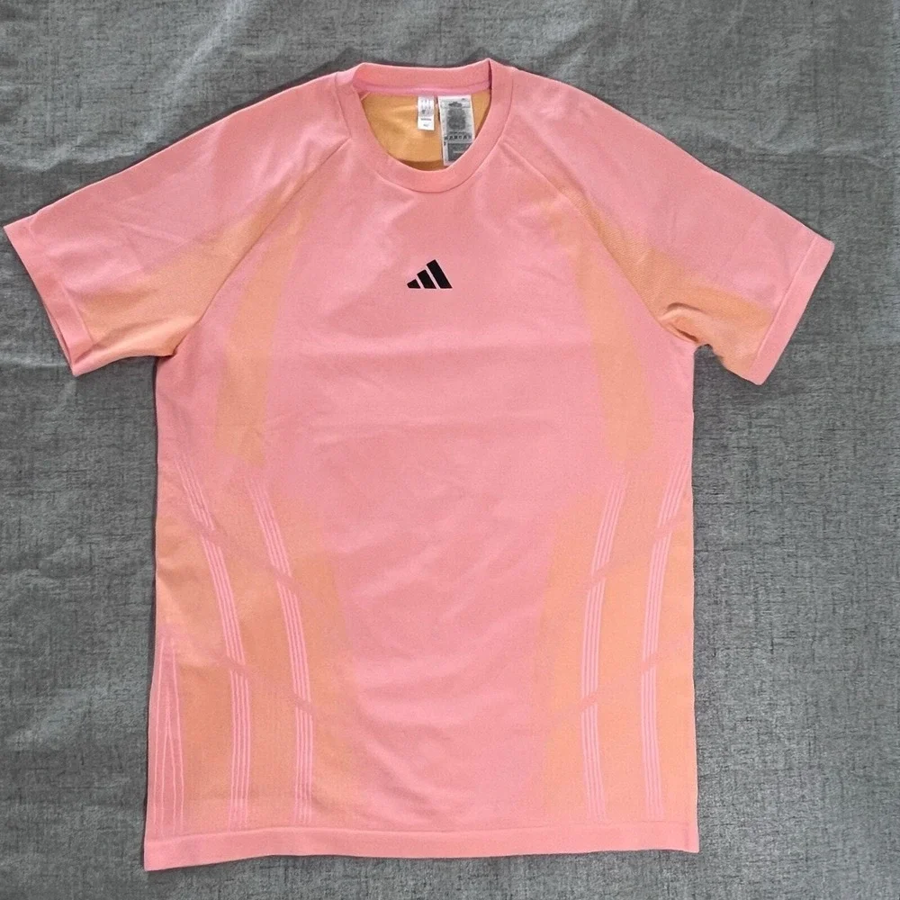 Adidas Shirt Men XL Pink Aeroready Knit Athletic